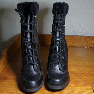 Women's Black Lace-Up Boots